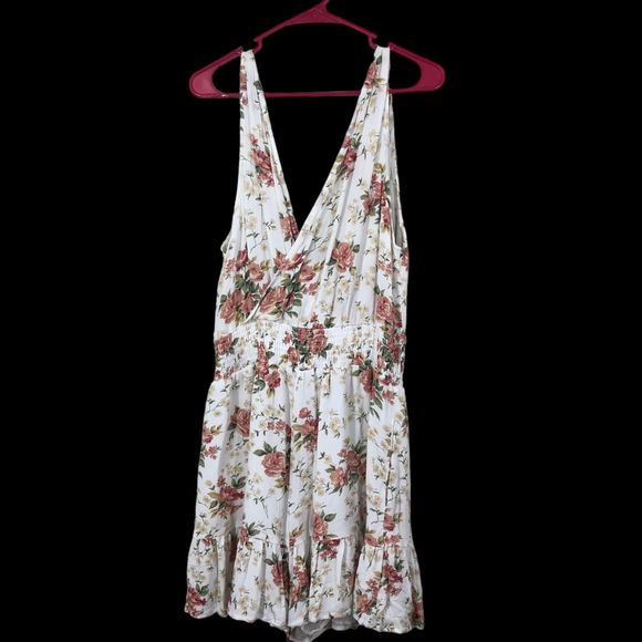 American Eagle Girly Romper, Frilly, Double V Neck Floral Tank Romper SZ XL - Picture 7 of 9